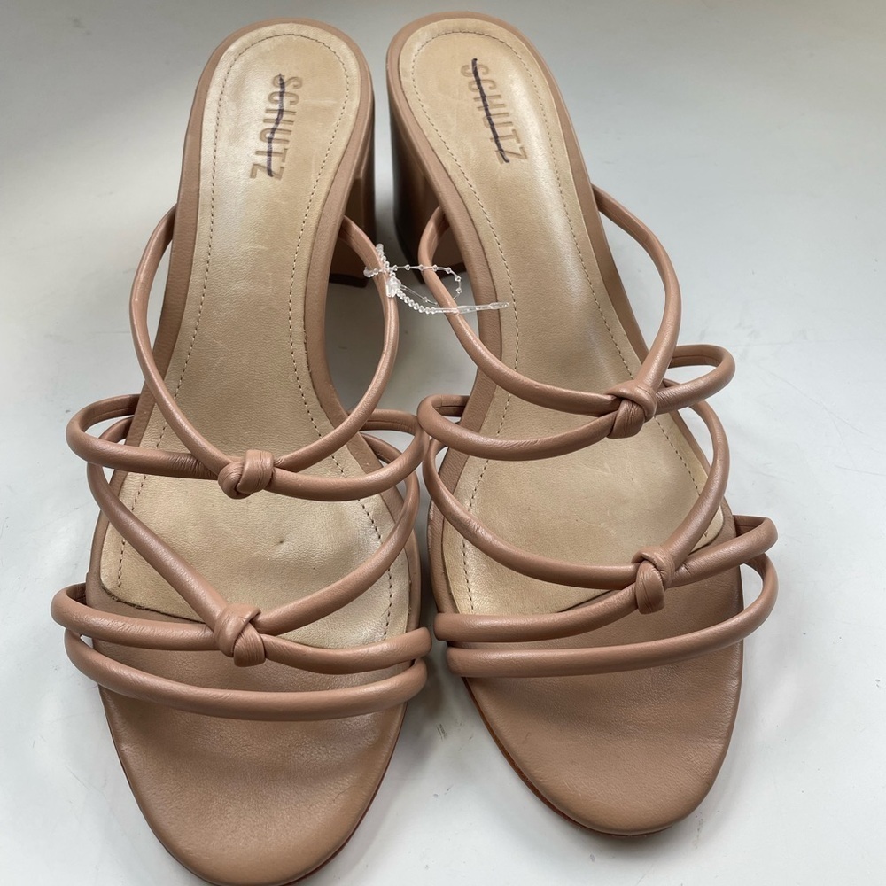 NWT Schutz Princey Leather Knotted Sandal Block Heel Size 8.5 - Picture 2 of 12
